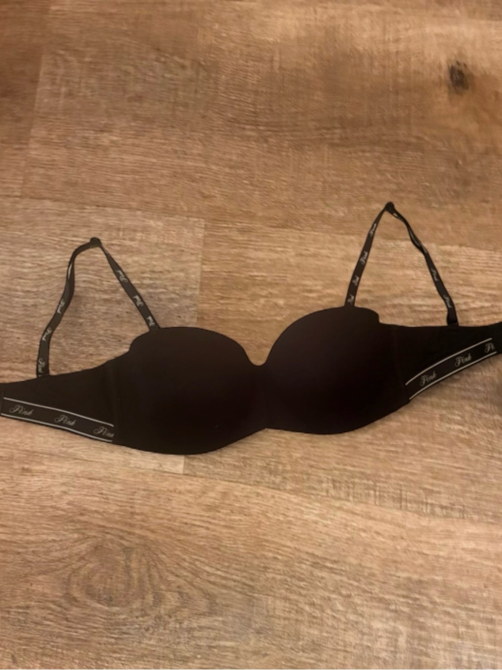 PINK Victoria's Secret Black Strapless Convertible Push Up Bra